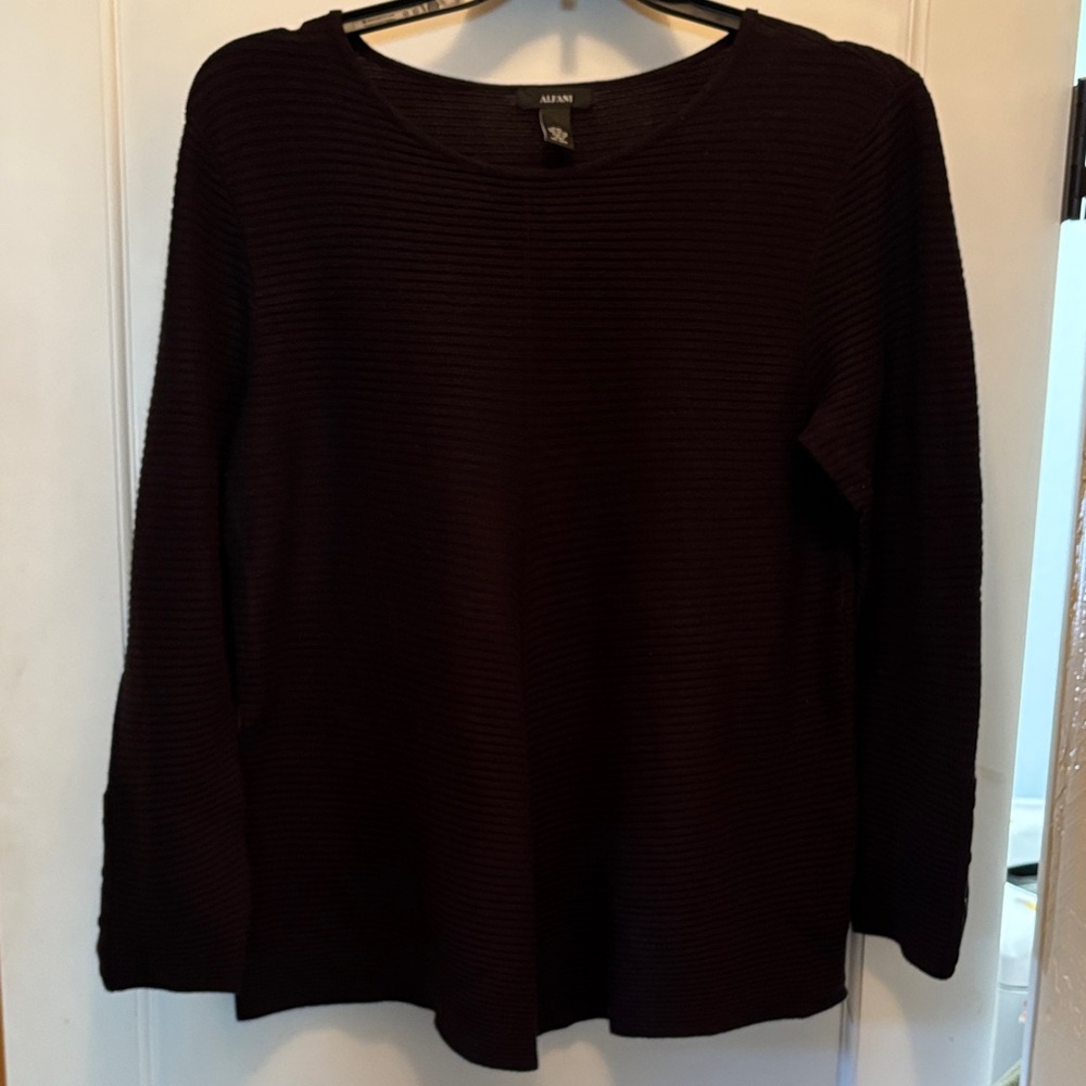 Alfani Black Ribbed Knit Top